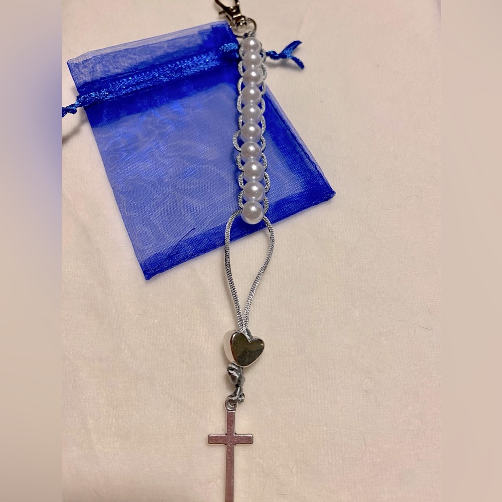 St Therese Sacrifice Beads Keychain Charm, Handmade || NWT
